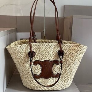 CELINE straw tote bag
